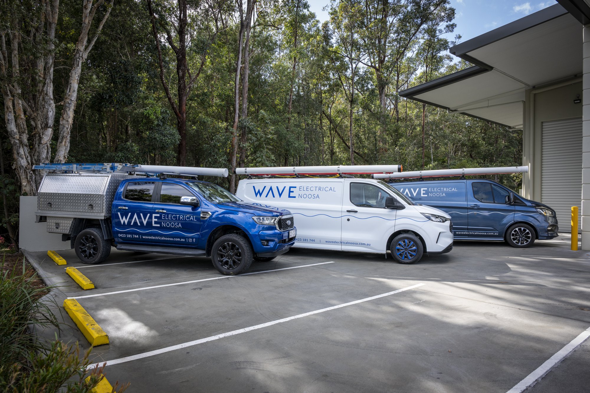 Wave Electrical Noosa fleet of branded service vehicles