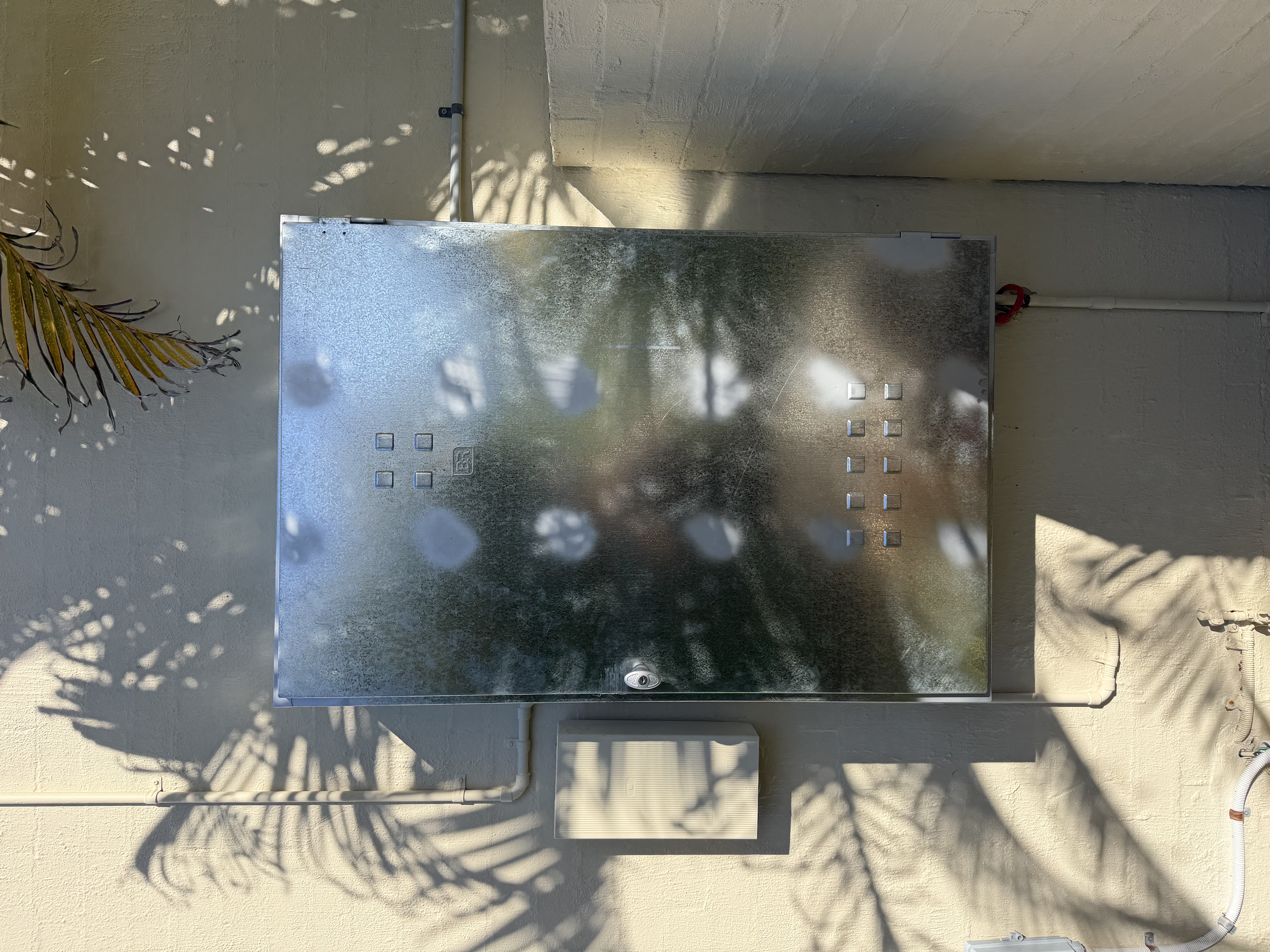 Old weathered meter board before upgrade — Sunrise Beach switchboard replacement