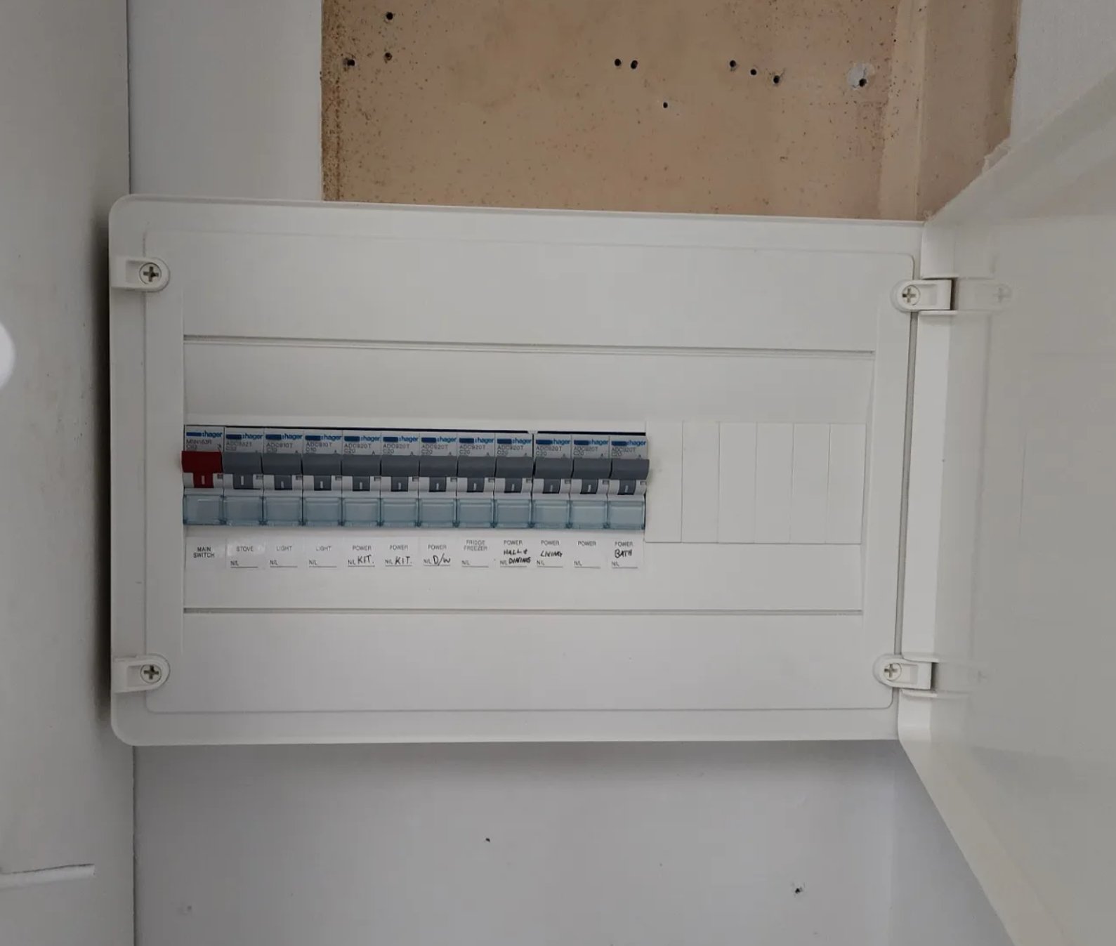Modern switchboard upgrade — new circuit breakers and safety switches installed by Wave Electrical Noosa