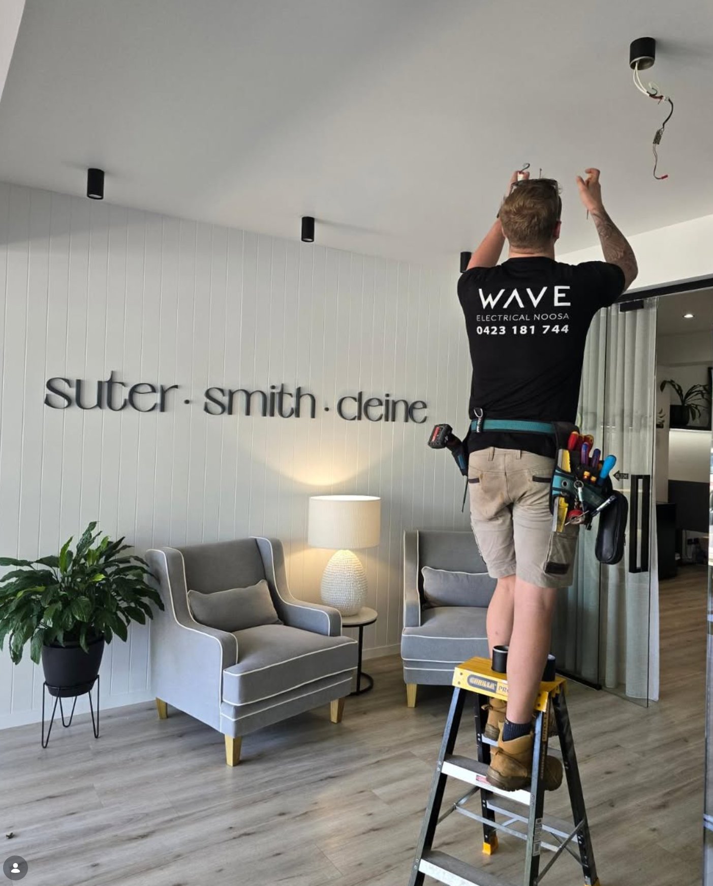 Track lighting installation at Suter Smith Deine real estate office — Noosa commercial electrical