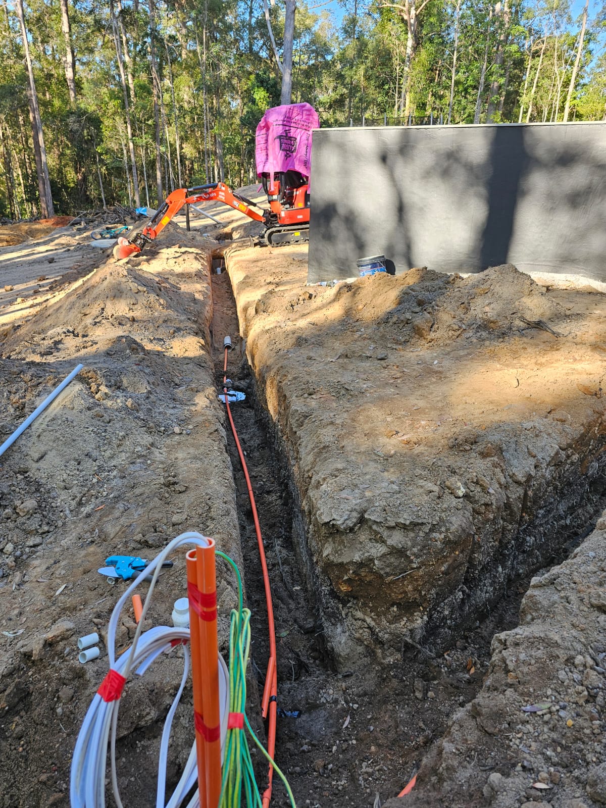 Underground conduit trenching — Sunshine Coast new build