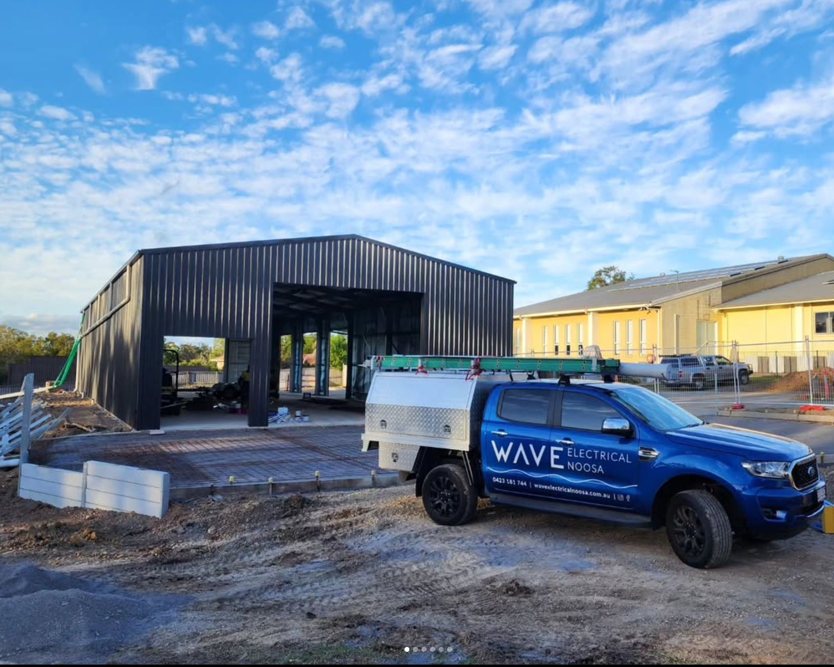 Wave Electrical ute at a new build construction site